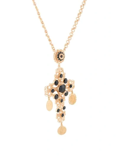 Shop Dolce & Gabbana Cross-pendant Necklace In Gold