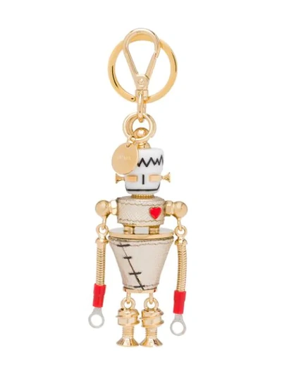 Shop Prada Robot Keyring In Gold