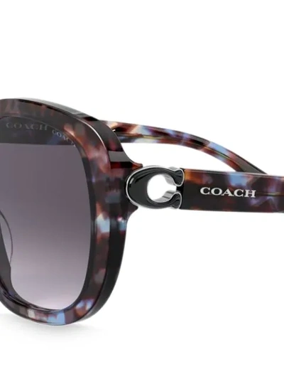 Shop Coach Marble Effect Sunglasses In 56138g Blue Tortoise