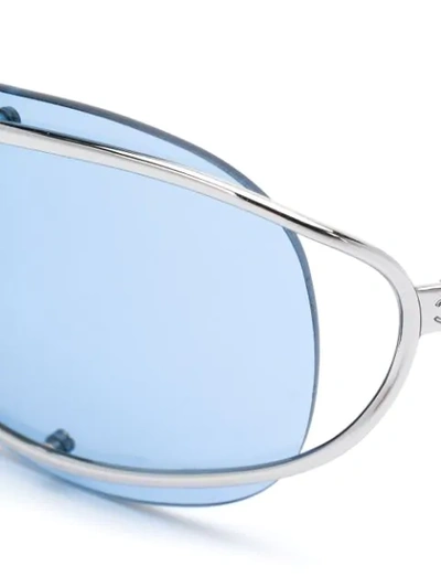 Pre-owned Chanel Oval-frame Rimless Sunglasses In Blue