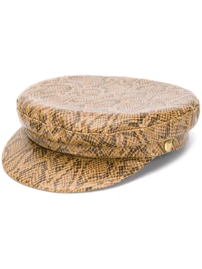 Shop Manokhi Snakeskin-print Greek Fisherman Hat In Brown