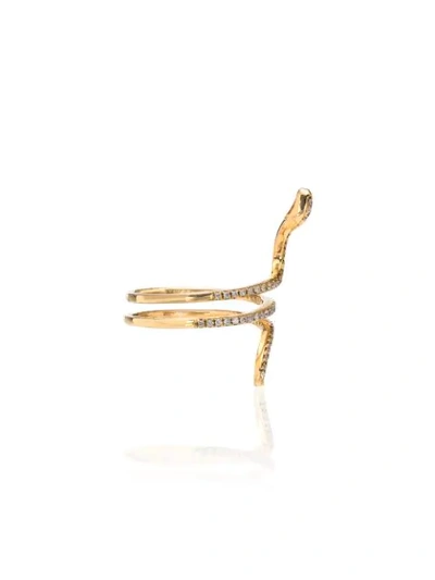 Shop Rosa De La Cruz 18kt Gold Diamond Snake Ring In Yellow Gold