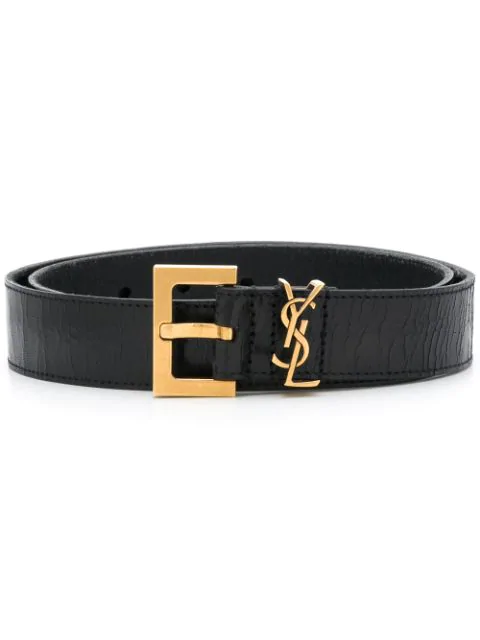 golden ysl monogram leather belt