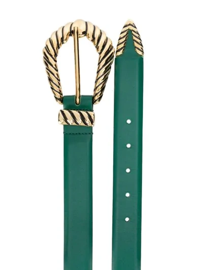 Shop Alberta Ferretti Statement Buckle Belt In Green