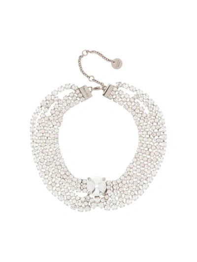 Shop Miu Miu Crystal-embellished Anklet In Silver