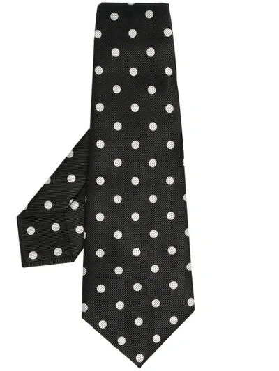 Shop Dolce & Gabbana Silk Polka Dot Tie In Black