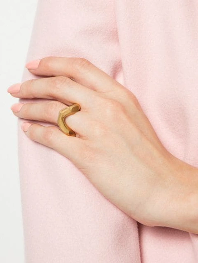 Shop Alighieri Bold Character Ring In Yellow