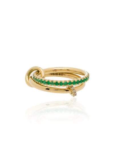 Shop Spinelli Kilcollin 18kt Yellow Gold Emerald Diamond Link Ring