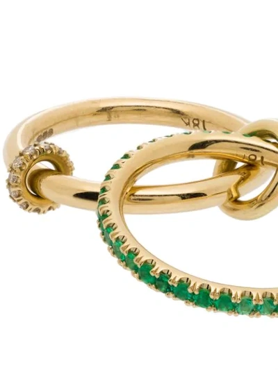 Shop Spinelli Kilcollin 18kt Yellow Gold Emerald Diamond Link Ring