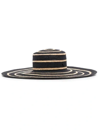Shop Maison Michel Ursula Striped Straw Hat In Black