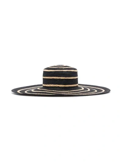 Shop Maison Michel Ursula Striped Straw Hat In Black