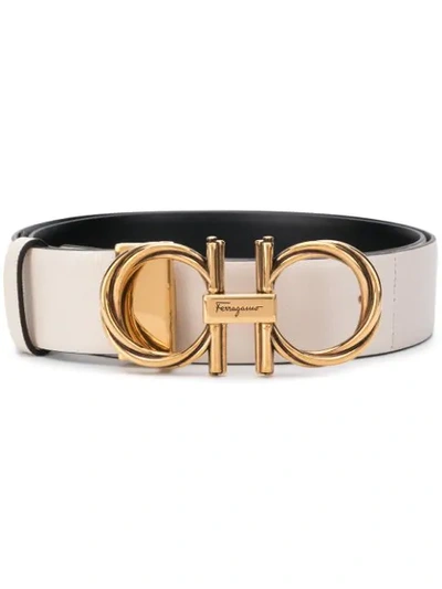 Shop Ferragamo Reversible Gancini Belt In Neutrals