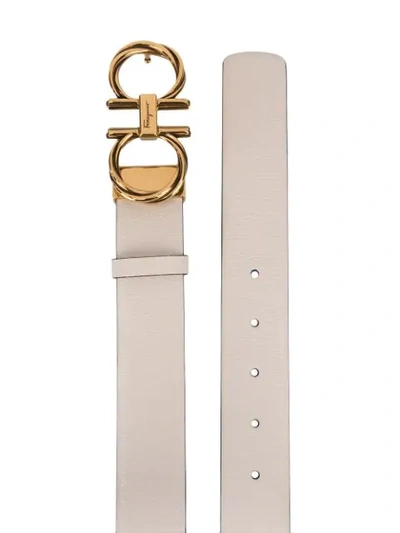 Shop Ferragamo Reversible Gancini Belt In Neutrals