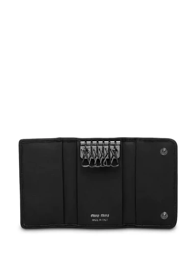 Shop Miu Miu Woven-design Folded Keychain In Black