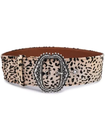 Shop Etro Leopard-print Large Belt In Brown