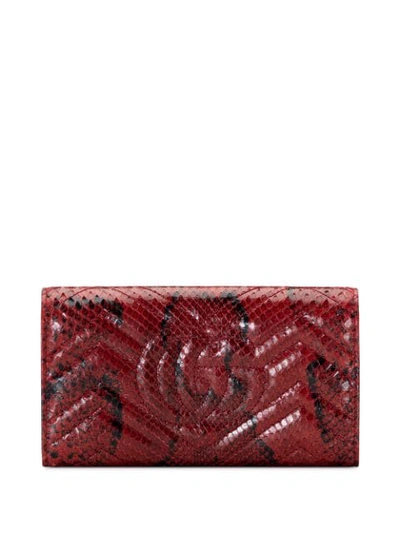 Shop Gucci Gg Marmont Python Continental Wallet In Red