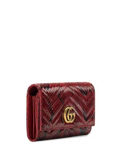 Shop Gucci Gg Marmont Python Continental Wallet In Red