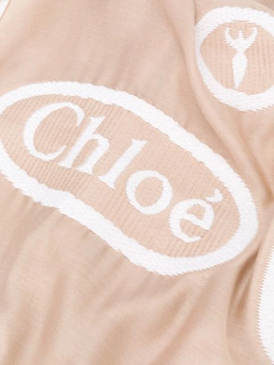 Shop Chloé Embroidered Motif Scarf In Neutrals