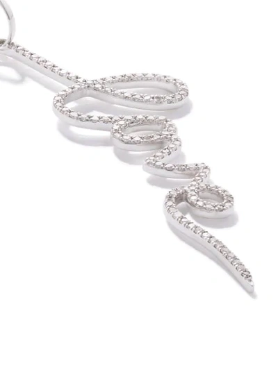 Shop As29 18kt White Gold Pave Diamond Open Love Pendant In Silver