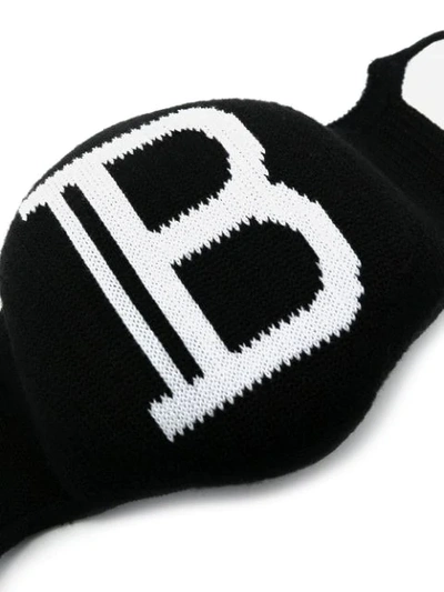Shop Balmain Knitted Logo Face Mask In Black
