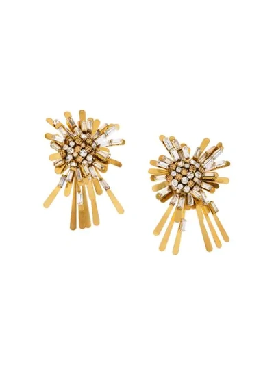 Shop Oscar De La Renta Crystal-embellished Earrings In Gold