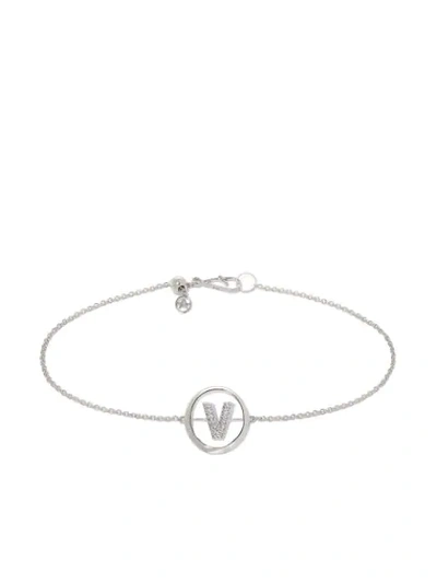 Shop Annoushka 18kt White Gold Diamond Initial V Bracelet In Silver