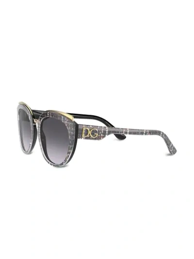 Shop Dolce & Gabbana Family Cat-eye Frame Sunglasses In Black