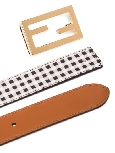 Shop Fendi Reversible Logo Buckle Belt In Brown