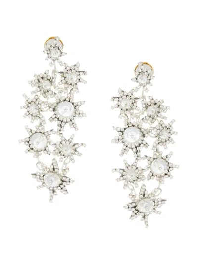 Shop Oscar De La Renta Gem-embellished Earrings In Silver