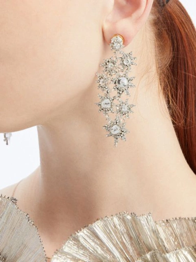 Shop Oscar De La Renta Gem-embellished Earrings In Silver