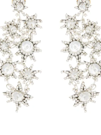 Shop Oscar De La Renta Gem-embellished Earrings In Silver