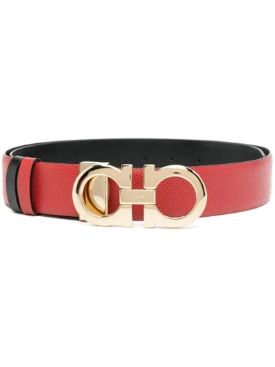 Salvatore Ferragamo Men's Double Adjustable Reversible Belt, Nero/Lipstick,  Red