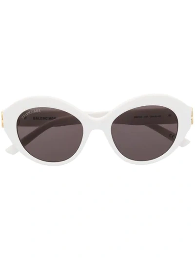 Shop Balenciaga Dynasty Oval-frame Sunglasses In White