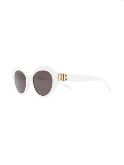Shop Balenciaga Dynasty Oval-frame Sunglasses In White