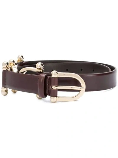 Shop Sandro Horsebit Buckle Leather Belt In Brown