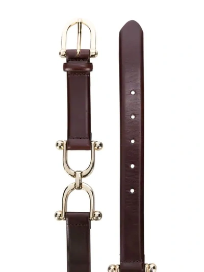 Shop Sandro Horsebit Buckle Leather Belt In Brown