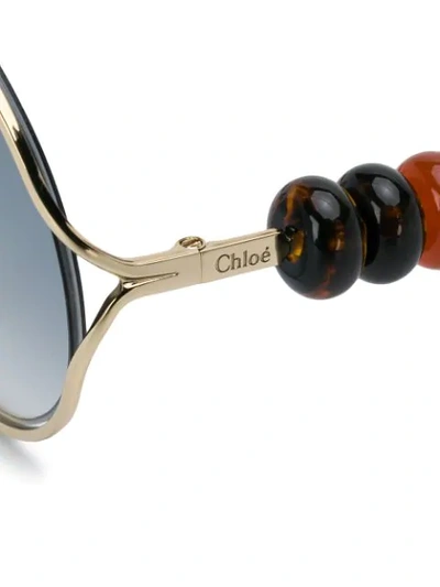 Shop Chloé Beaded Oval-frame Sunglasses In Gold