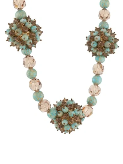 Pre-owned Dior 1960  Couture Turquoise Crystal Necklace In Gold
