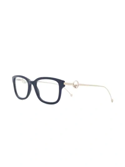 Shop Fendi Ff Rectangular Frame Glasses In Blue