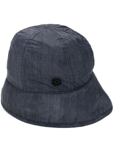 Shop Maison Michel Veronica Denim-effect Bucket Hat In Blue