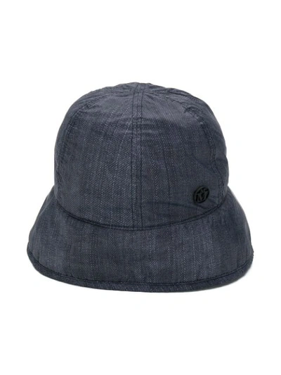 Shop Maison Michel Veronica Denim-effect Bucket Hat In Blue