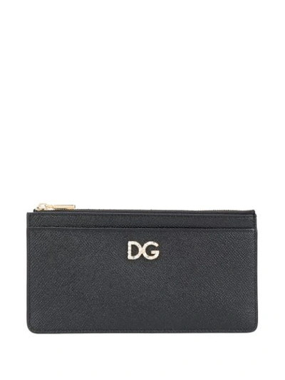 Shop Dolce & Gabbana Rhinestone-embellished Logo Cardholder In Black