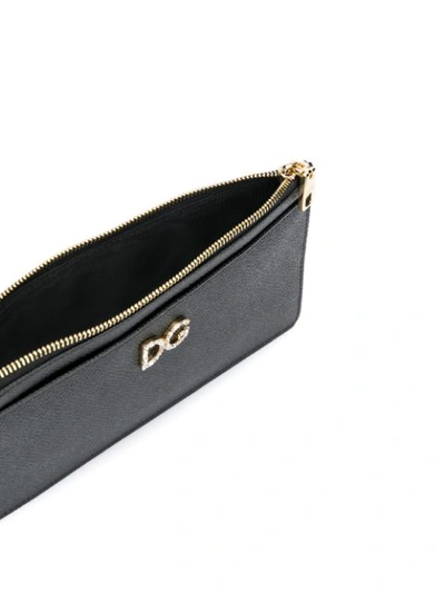 Shop Dolce & Gabbana Rhinestone-embellished Logo Cardholder In Black