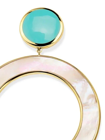 Shop Ippolita 18kt Yellow Gold Polished Candy Stone Dot And Open Circle Turquoise And Mother-of-pearl Earrings