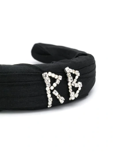 Shop Ruslan Baginskiy Crystal-embellished Branded Headband In Black