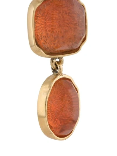 Shop Goossens Three Cabochons Clip Earrings In Gold