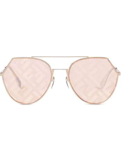 Shop Fendi Eyeline Pilot-frame Sunglasses In Orange