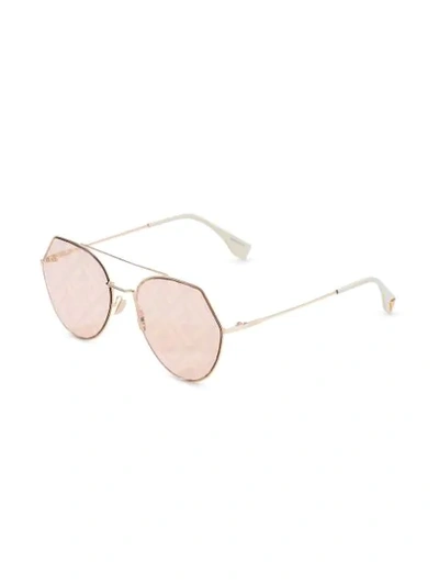 Shop Fendi Eyeline Pilot-frame Sunglasses In Orange