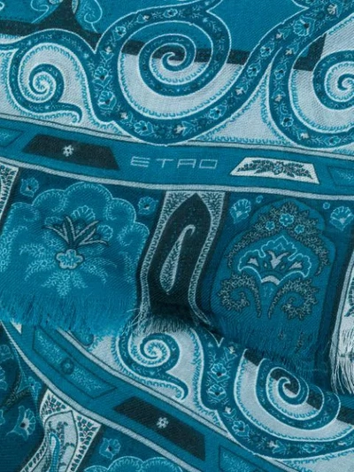 Shop Etro Paisley Print Cashmere Scarf In Blue