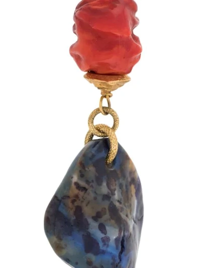 Pre-owned Saint Laurent 1990s Gemstone Pendant Necklace In Gold